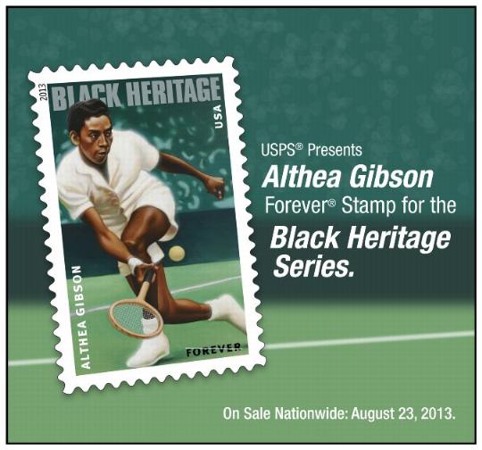 Postal Bulletin 22368, July 25, 2013, Back Cover, USPS Presents, Althea Gibson Forever Stamp for the Black Heritage Series.