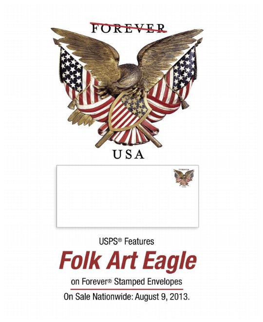 USPS Features Folk Art Eagle on Forever Stamped Envelopes On Sale Nationwide: August 9, 2013