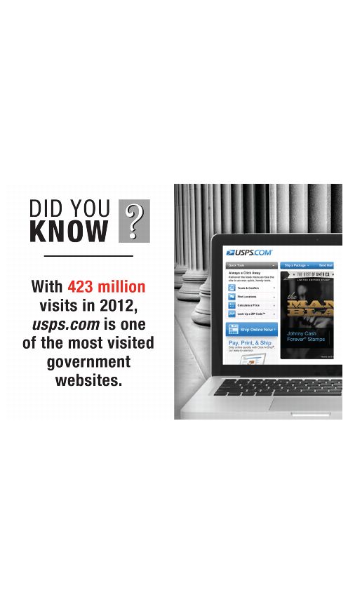 DID YOU KNOW? With 423 million visits in 2012, usps.com is one of the most visited government websites.