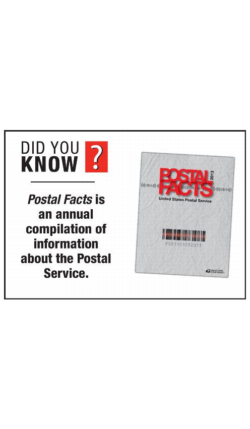 DID YOU KNOW? Postal Facts is an annual compilation of information about the Postal Service.