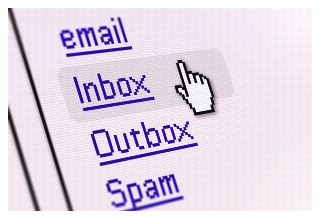 graphic showing email, Inbox, Outbox and Spam icons