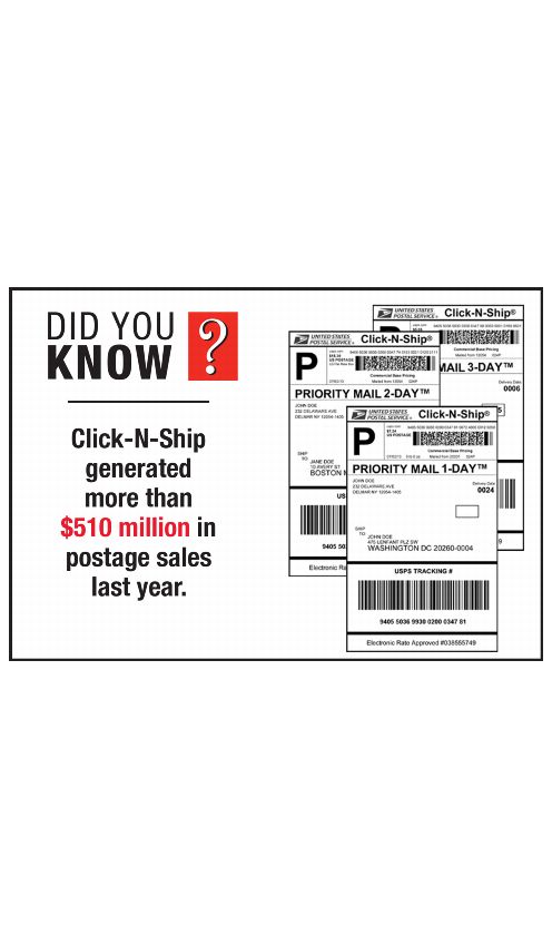 DID YOU KNOW? Click-N-Ship generated more than $510 million in postage sales last year.