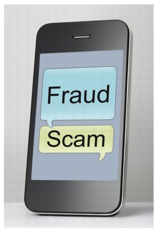 Image of a phone with Fraud and Scam on the screen