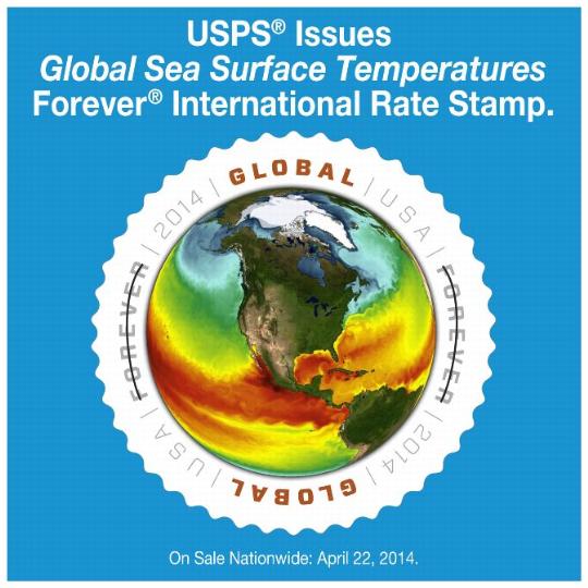 USPS Issues Global Sea Surface Temperatures Forever International Rate Stamp.