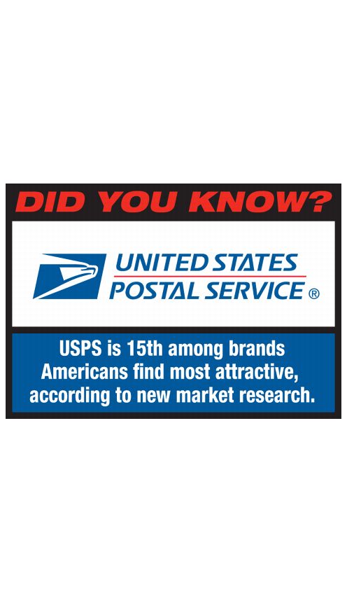 DID YOU KNOW? UNITED STATES POSTAL SERVICE USPS is 15th among brands Americans find most attractive, according to new market research.