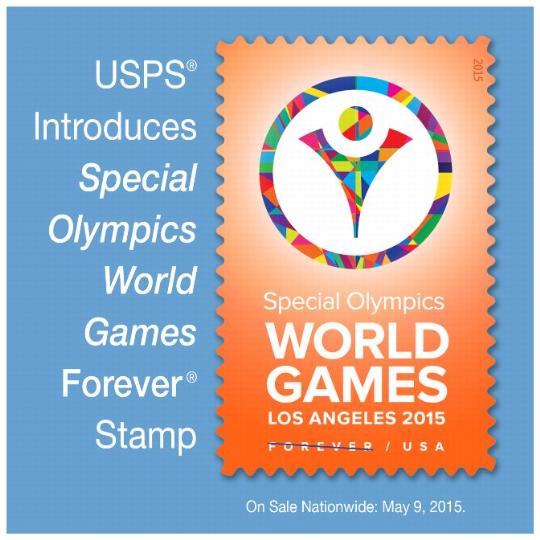 Back Cover - USPS Introduces Special Olympics World Games Forever, Special Olympics WORLD GAMES LOS ANGELES 2015, On Sale nationwide: May 9, 2015.