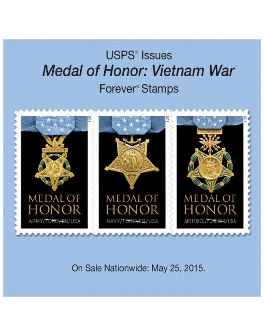 USPS Issues Medal of Honor: Vietnam War Forever Stamp. On Sale Nationwide: May 25, 2015