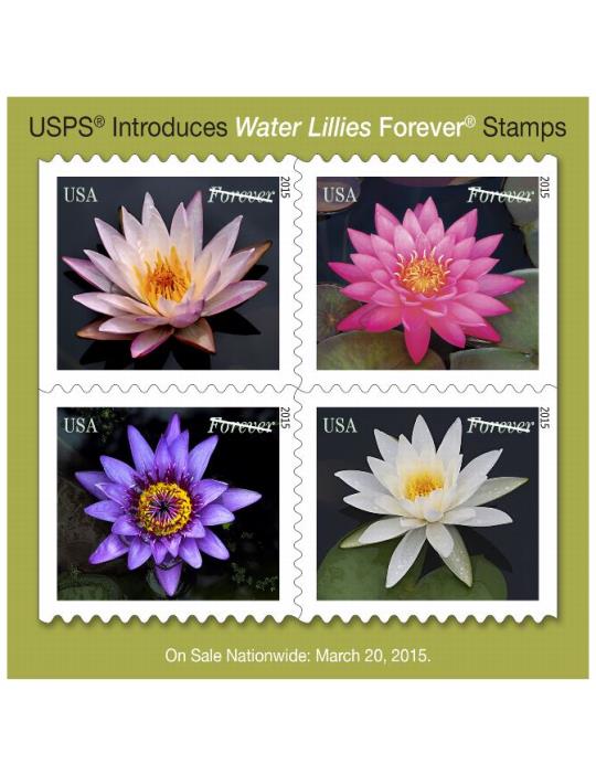 USPS Introduces Water Lillies Forever Stamps