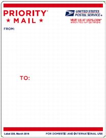 March 2016 version of Priority Mail Label 228