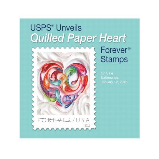 Quilled Paper Heart Forever Stamp