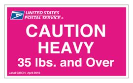 Caution Heavy. 35 pounds and over