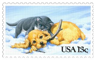 Puppy and Kitten Stamp
