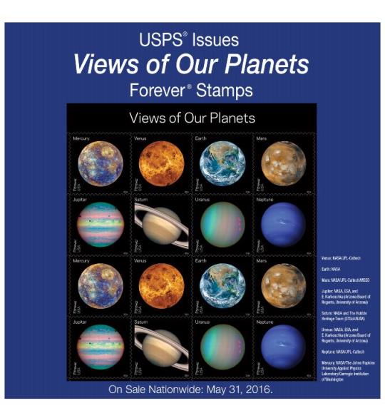 PB 22449, Back Cover, USPS Issues Views of Our Planets Forever Stamps. On Sale Nationwide: May 31, 2016.
