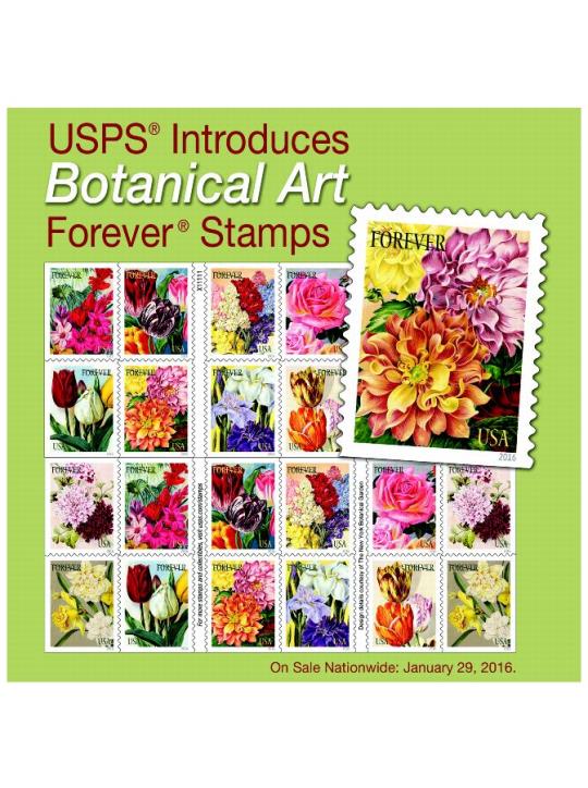 USPS Introduces Botanical Art Forever Stamp-