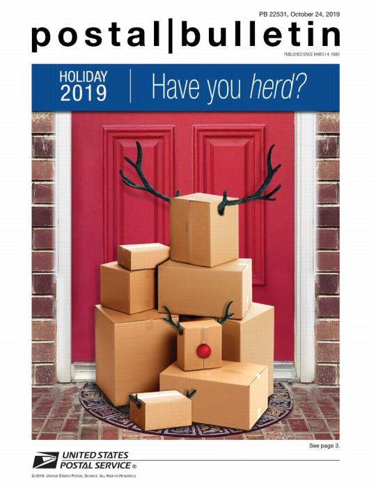 Postal Bulletin 22531, October 24, 2019. Holiday 2019. Have you herd?