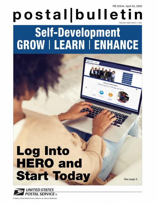 Postal Bulletin 22544, April 24, 2020 (front cover).Self-Development. Grow, Learn, Enhance Logo into Hero and start today.