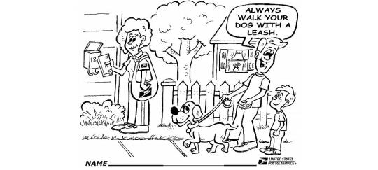 Coloring Page Image: Always Walk your Dog with a Leash.