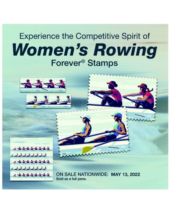 Experience the Competitive Spirit of Women’s Rowing Forever Stamps. On Sale Nationwide: May 13, 20. Sold as a full pane.