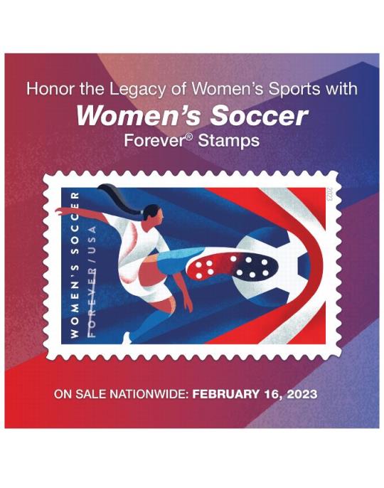 Honor the Legacy of Women’s Sports with Women’s Soccer Forever Stamps.