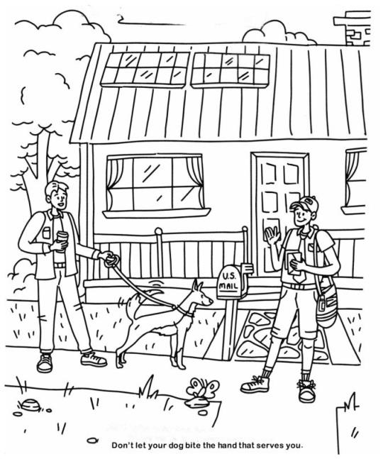 Image: Coloring Page for Students: "Don’t let your dog bit the hand that serves you."