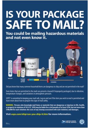 Poster 37, Is Your Package Safe to Mail? You could be mailing hazardous materials and not even know it.