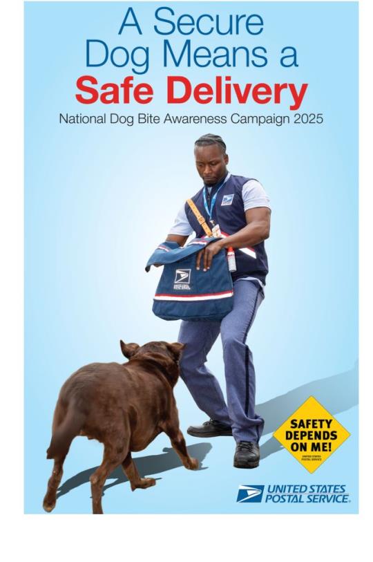 Poster: A Secure Dog Means a Safe Delivery - National Dog Bite Awareness Campaign 2025 Poster: A Secure Dog Means a Safe Delivery - National Dog Bite Awareness Campaign 2025