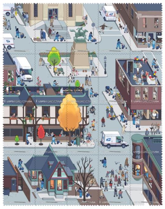 250 Years of Delivering Stamp illustrated pane