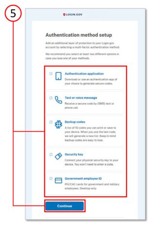 Screen Shot: Step 5: Choosing an Authentication Option