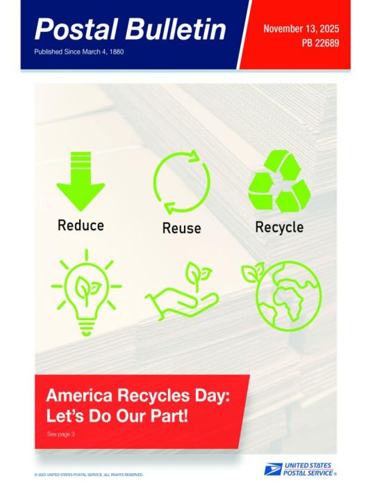 Front Cover: Postal Bulletin 22688. October 30, 2025. Bringing Joy to Customers for 250 Years. USPS is Ready to Deliver the 2025 Holiday Season