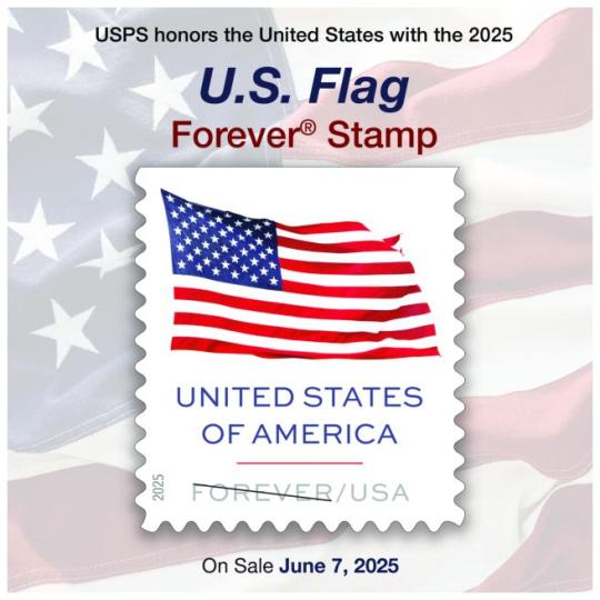 USPS honors the United States with the 2025 U.S. Flag Forever Stamp.