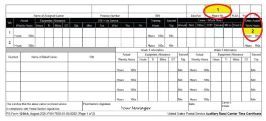 PS Form 1314-A: Replacement Carriers/Auxiliary Routes.