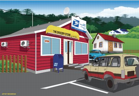 illustration of a generic village post office