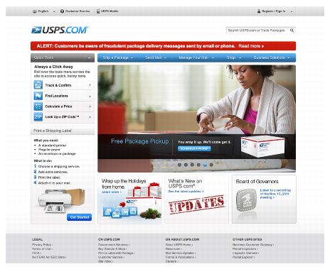 screen capture of usps.com