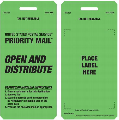 Tag 161, Priority Mail Open and Distribute (Green)