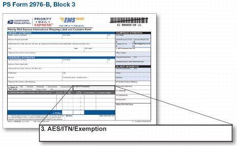 PS Form 2976-B, Block 3 highlighted