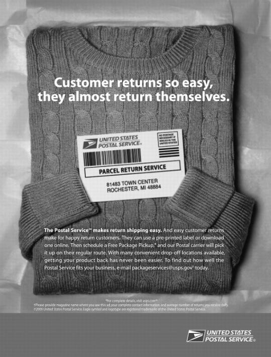 Parcel Return Service ad