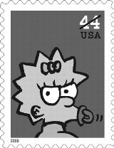 image of the Maggie Simpson stamp