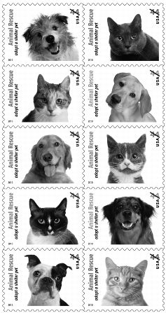 pane of animal resuce stamps
