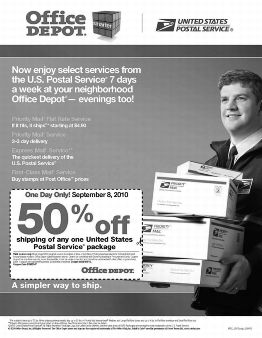 advertisment of retail partners - postal service and office depot