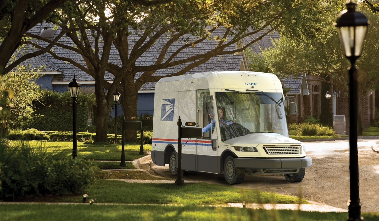 Rendering of a new USPS electric delivery truck