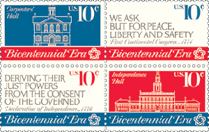 stamp art commemorating the US Bicentennial