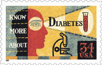 stamp art featuring diabetes awareness
