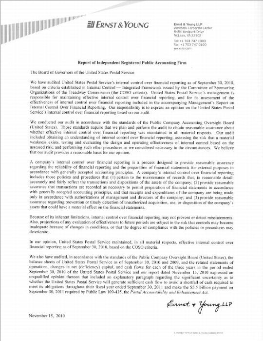image of ernst & young letter to usps