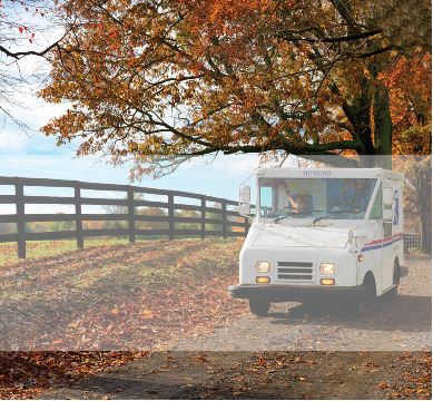 United States Postal Service 2015 Annual Report to Congress - Front Cover. Postal vehicle driving along a rural road.