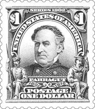 Image of die proof of the one-dollar David G. Farragut stamp