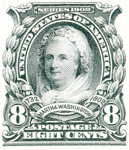 Image of die proof of the 1902 Martha Washington stamp