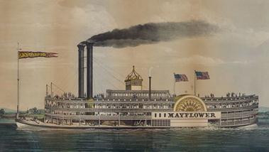 1855 Currier & Ives print of the steamboat Mayflower